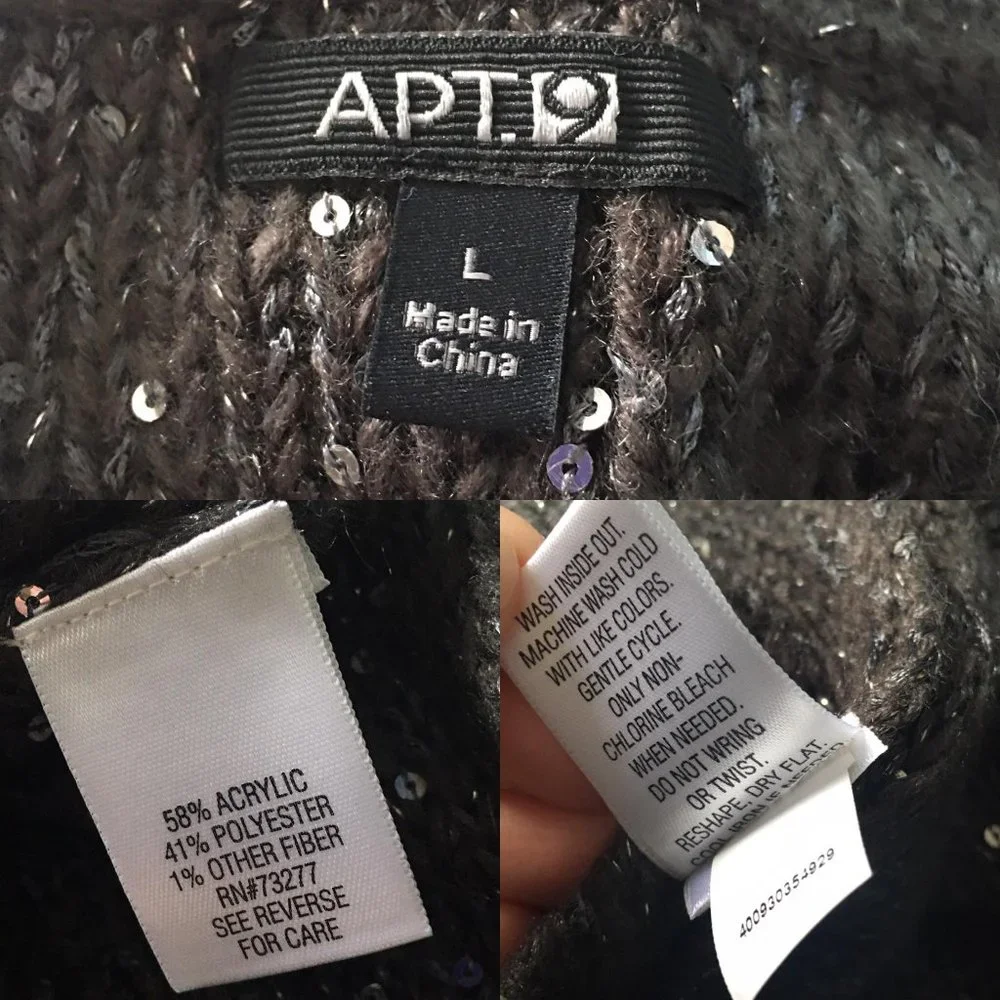 Apt 9 Gray Knitted Vneck Sweater w Silver Sequin‎